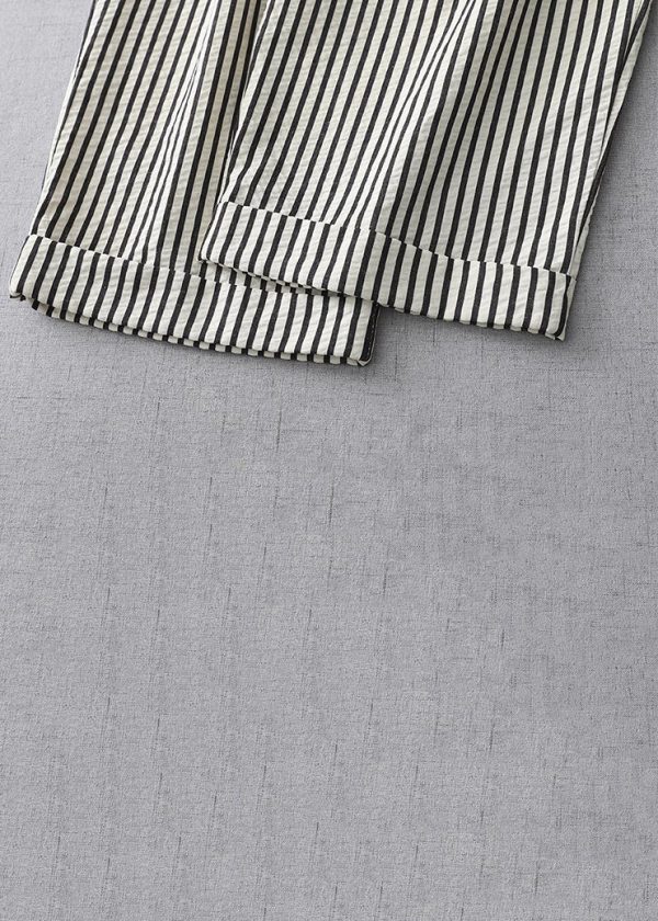 Casual Striped Lace Up Elastic Waist Cotton Crop Pants Summer on Sale - Image 5